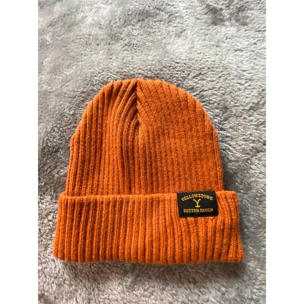Yellowstone Beanie Knit Orange Hat s21